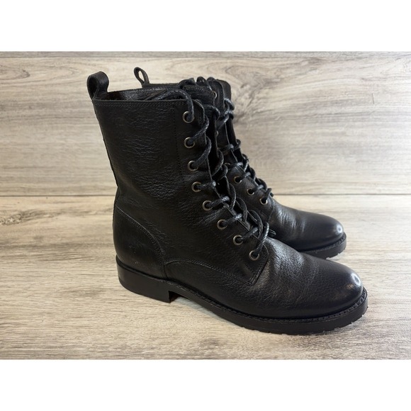 Frye Shoes - Frye Natalie Lace Up Moto Engineer Combat Boots Black Leather Women's 7 B